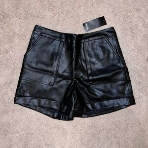 Black Leather High Waisted Shorts